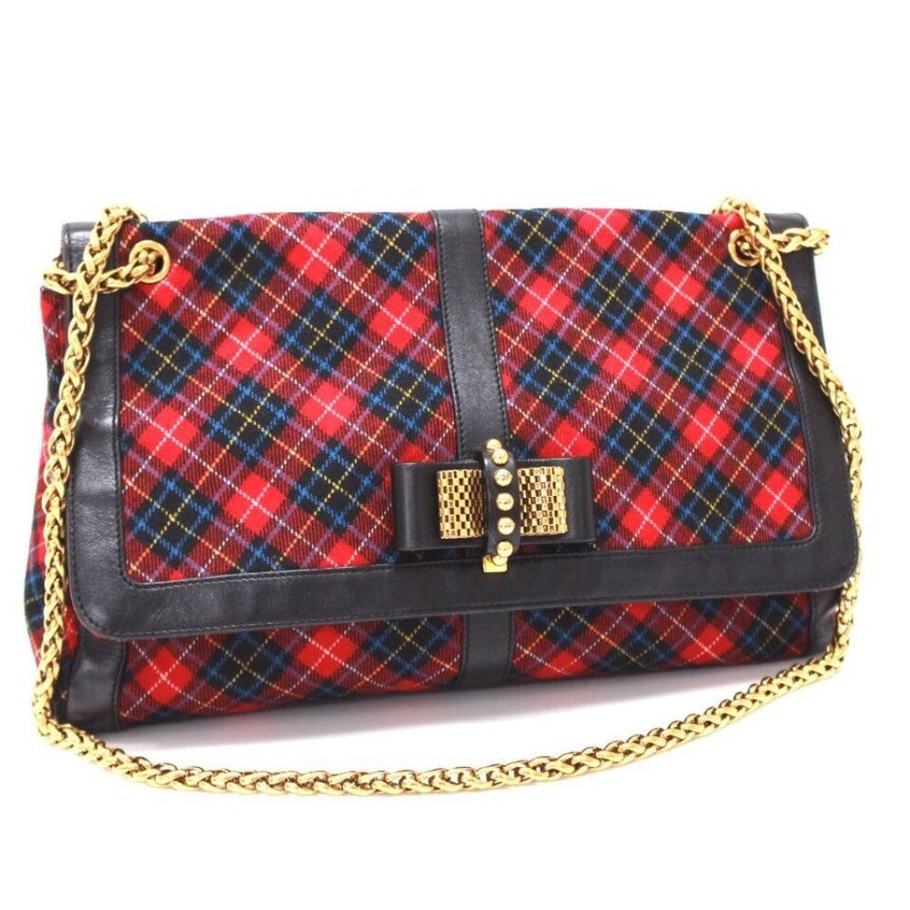 CHRISTIAN LOUBOUTIN Sweet Charity Checkered Shoulder Bag Red